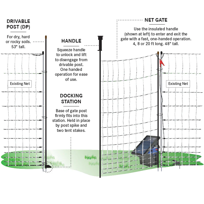 PoultryNet Gate (4ft x 48" Tall) Black/White - Image 3