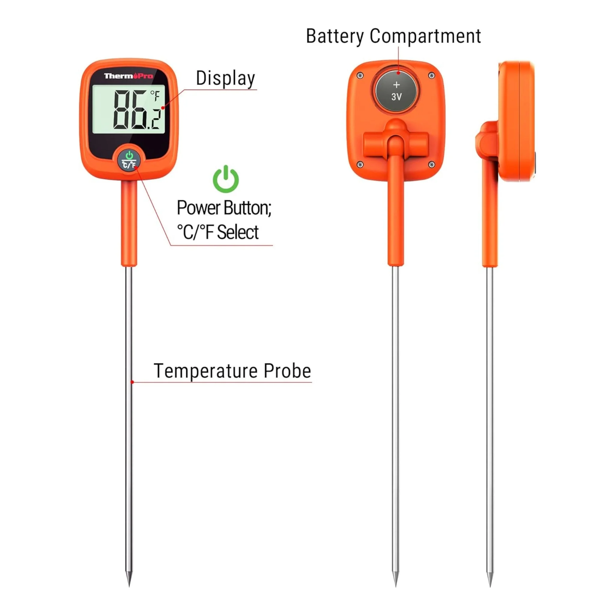 ThermoPro TP509 Instant Read Meat Thermometer with Pot Clip - Image 8